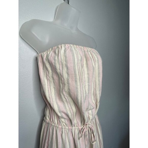 Blue Life SZ M-L Cotton Striped Sleeveless Jumpsuit Romper Cover-Up USA - Picture 2 of 11